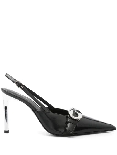 Coperni Logo Leather Slingback Pumps In Black