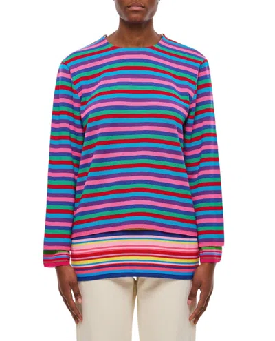 Comme Des Garçons Stripe Double Layer Wool Top In Multi