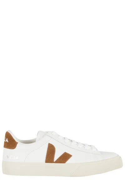 Veja Low-top Sneaker With Brown Suede Accents In White