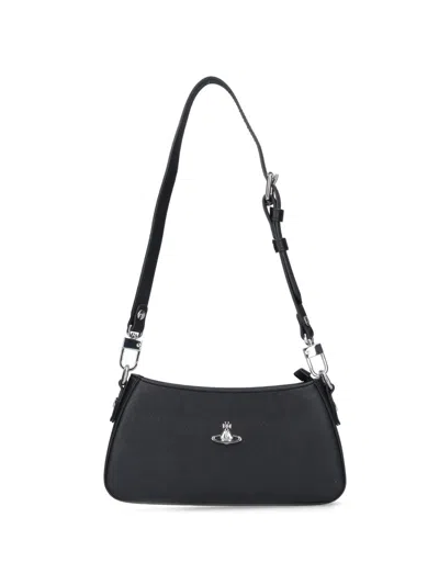 Vivienne Westwood Tasha Shoulder Phone Bag Faux Leather Black-3d-orb