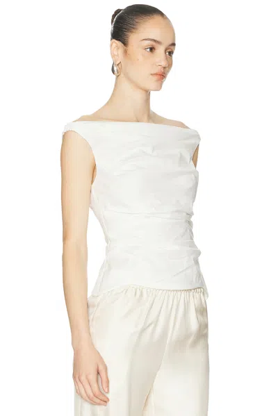 Simkhai Maisel Draped Cotton Top In White In White