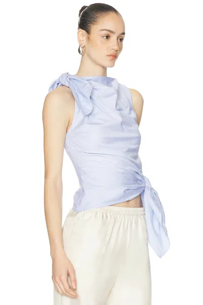 Monse Bow Drape Shirting Top In Blue