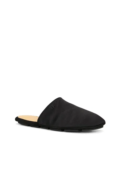 Tom Ford Flat Leather Slippers In Black