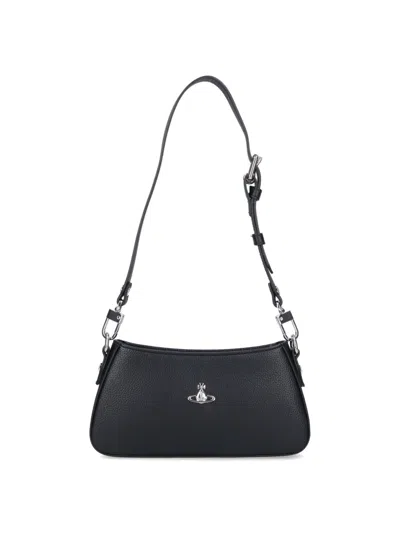 Vivienne Westwood Tasha Shoulder Phone Bag Faux Leather Black-3d-orb