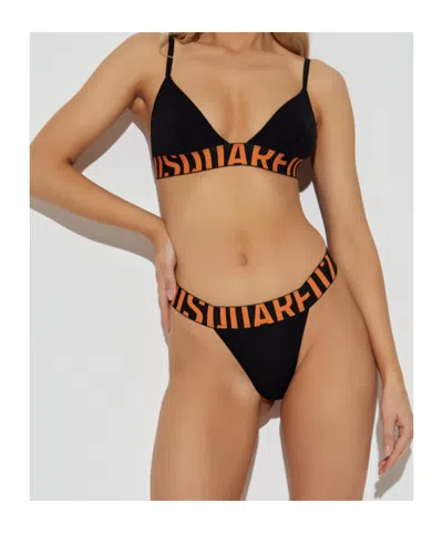 Dsquared2 Logo-band Triangle Bra In Black
