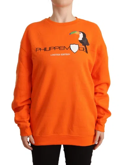Philippe Model Orange Printed Long Sleeves Pullover Sweater In Orange