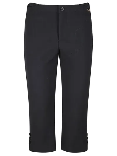 Victoria Beckham Womens Black Buttoned Cuffs Crop-leg Stretch-woven Trousers In Black