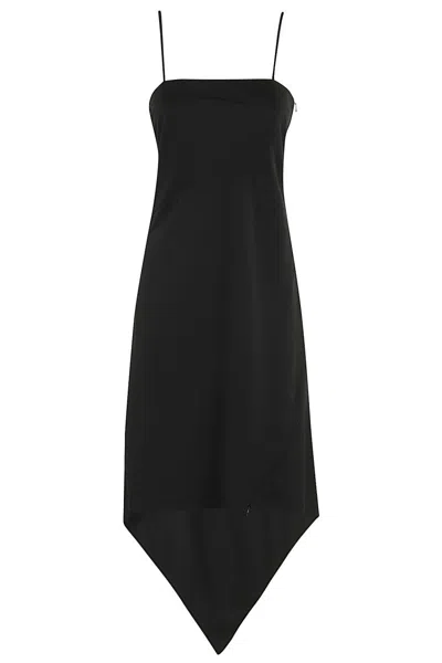 Helmut Lang Asymmetrical Hem Midi Dress In Black
