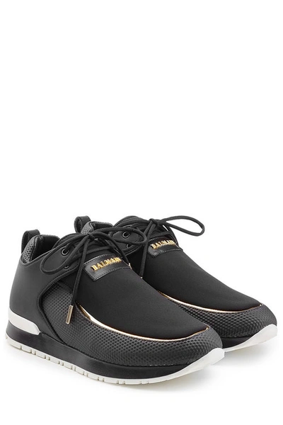 Balmain 20mm Doda Leather & Neoprene Trainers, Black