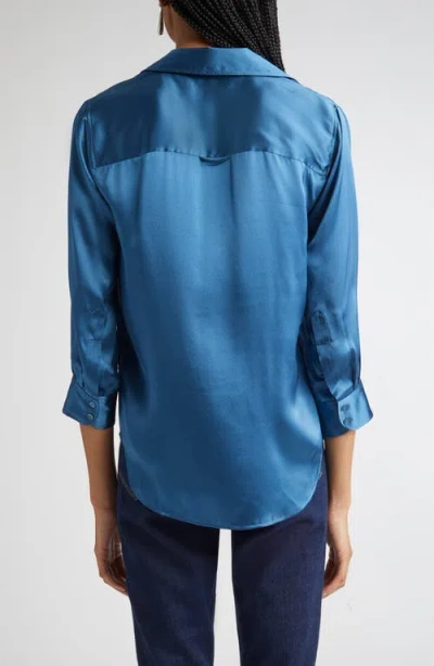 L'agence Dani Three-quarter Sleeve Top In Blue