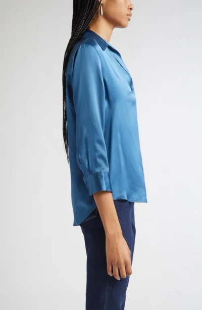 L'agence Dani Three-quarter Sleeve Top In Blue