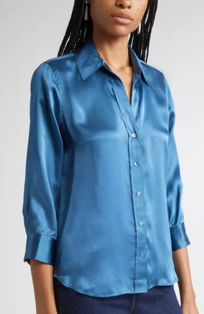 L'agence Dani Three-quarter Sleeve Top In Blue