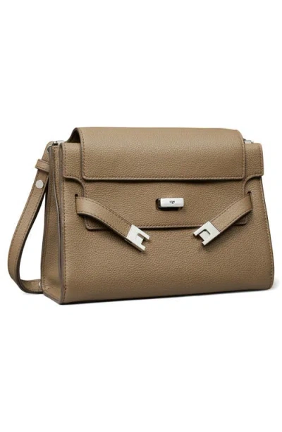 Tory Burch Lee Radziwill Pebble Leather Large Shoulder Bag In Brown