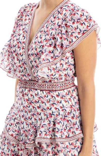 Max Studio Floral Ruffle Minidress In Multi