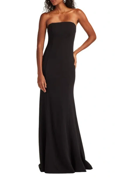 Tadashi Shoji Bow Strapless Crepe Taffeta Gown In Black