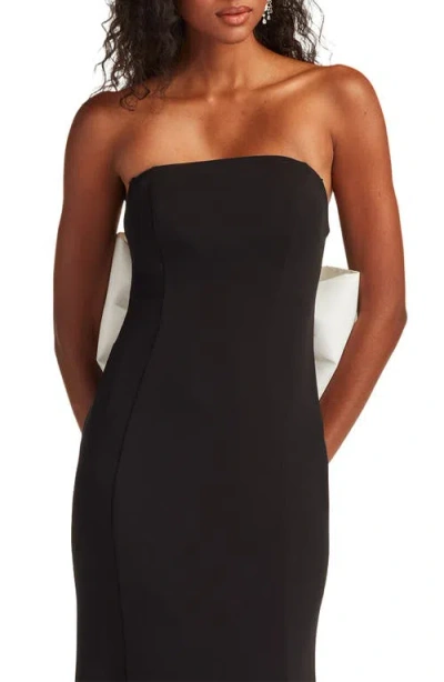 Tadashi Shoji Bow Strapless Crepe Taffeta Gown In Black