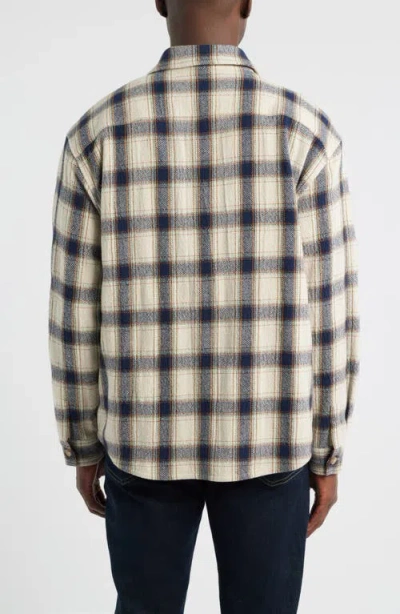 Frame Checked Cotton-blend Flannel Overshirt In Gray