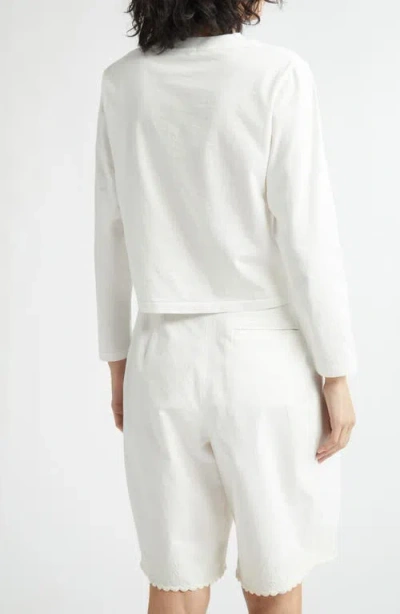 Bode Cross Stitch Clock Long Sleeve T-shirt In White