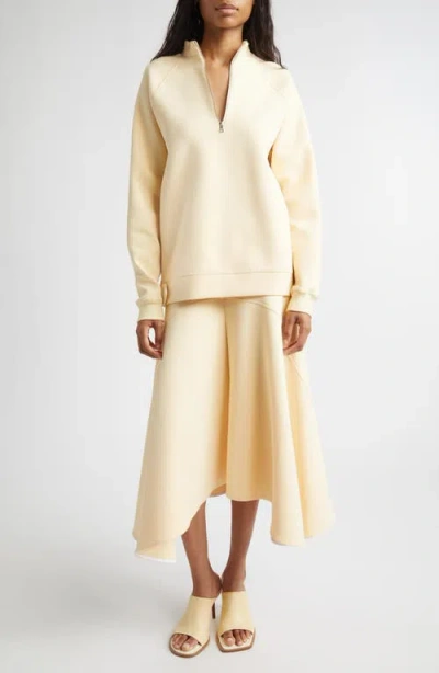 Plan C Cotton Blend Scuba Knit Half Zip Pullover In Yellow