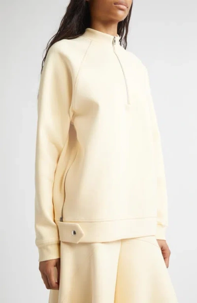 Plan C Cotton Blend Scuba Knit Half Zip Pullover In Yellow