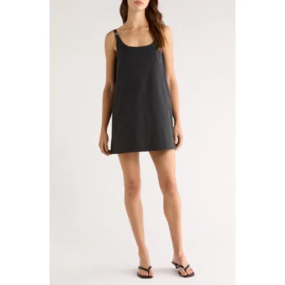 Staud Glade Buckled Cotton-blend Mini Dress In Gray