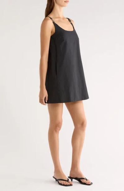 Staud Glade Buckled Cotton-blend Mini Dress In Gray