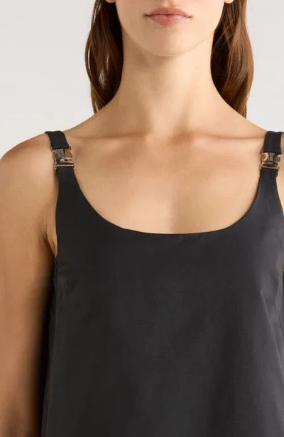 Staud Glade Buckled Cotton-blend Mini Dress In Gray