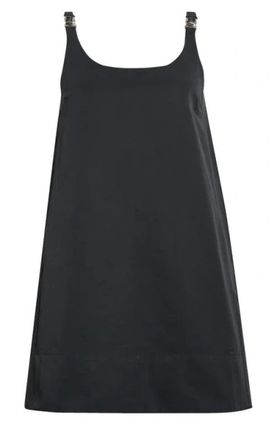 Staud Glade Buckled Cotton-blend Mini Dress In Gray