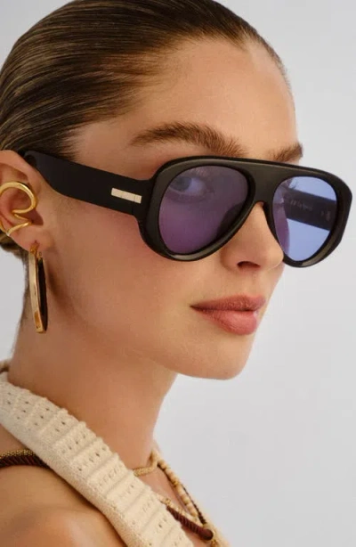 Le Specs Dream Boat 57mm Aviator Sunglasses In Black