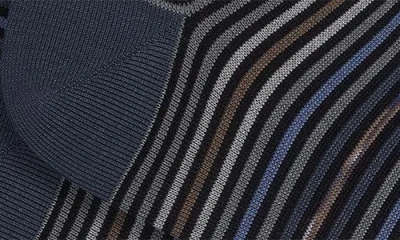 Bugatchi Stripe Mercerized Cotton Blend Dress Socks In Black