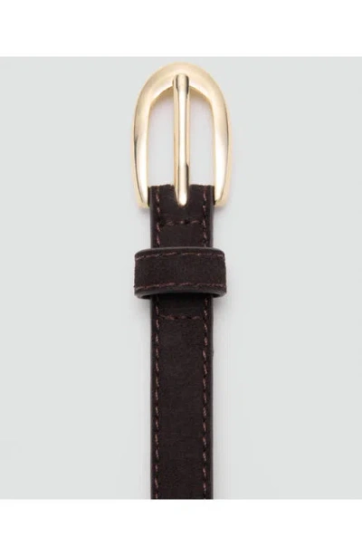 Mango Thin Suede Belt In Brown