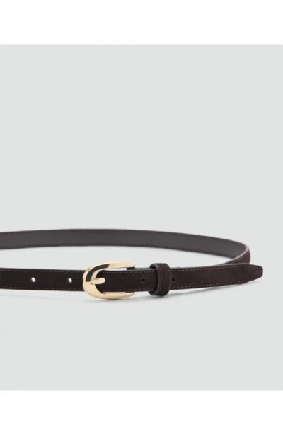 Mango Thin Suede Belt In Brown