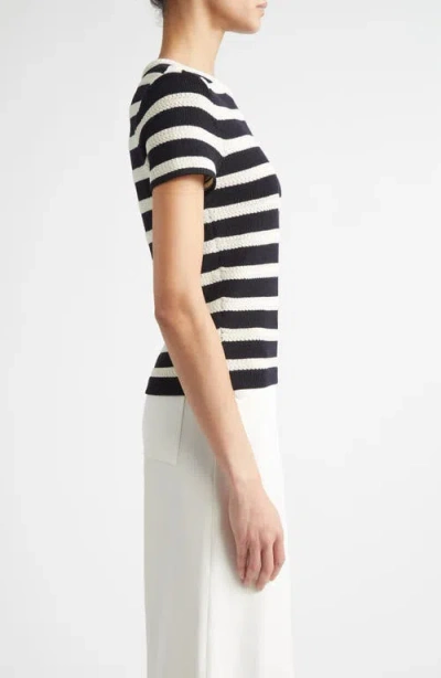 St John St. John Breton Stripe Wool Blend Sweater In Black