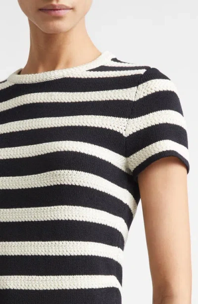 St John St. John Breton Stripe Wool Blend Sweater In Black