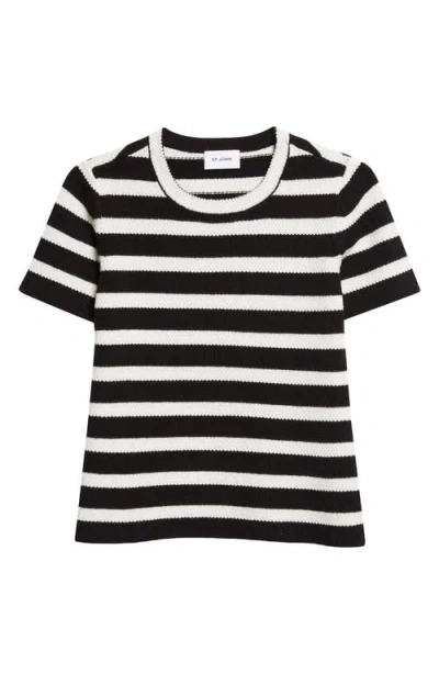 St John St. John Breton Stripe Wool Blend Sweater In Black