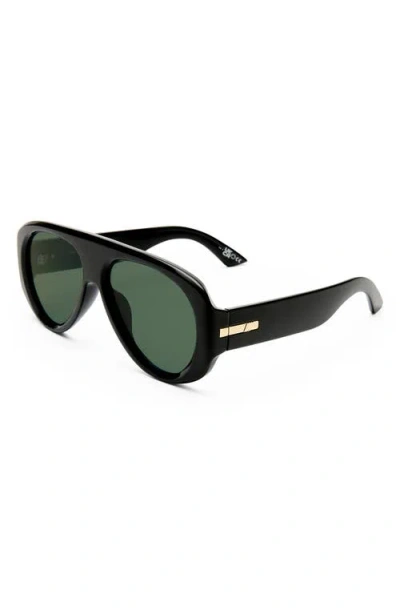 Le Specs Dream Boat 57mm Polarized Aviator Sunglasses In Green