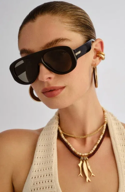 Le Specs Dream Boat 57mm Polarized Aviator Sunglasses In Green