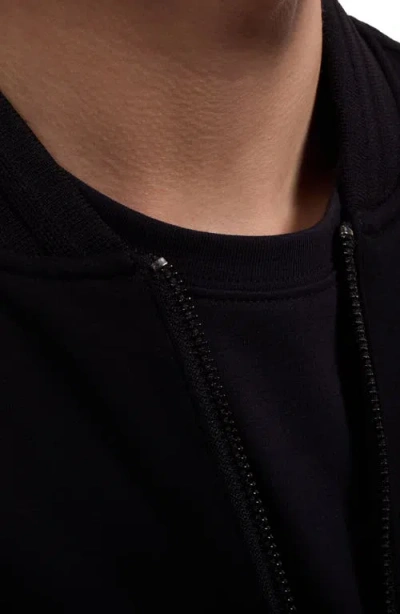 Bugatchi Soft Touch Knit Reversible Bomber Jacket In Black