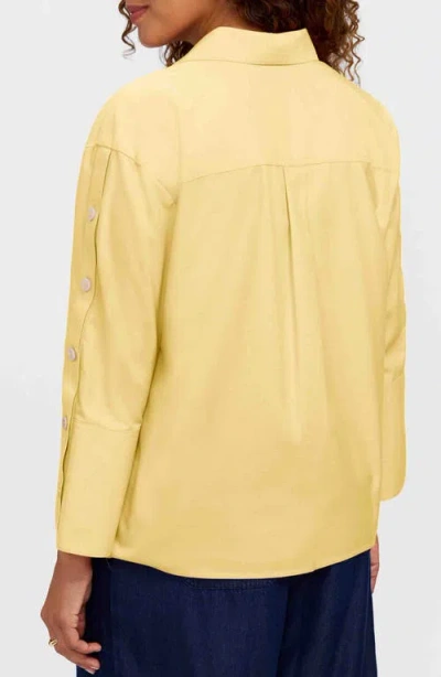 Foxcroft Lainey Button Accent Cotton Popover Top In Yellow