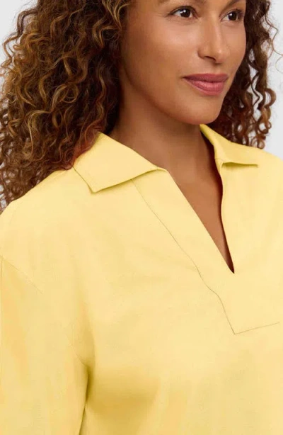 Foxcroft Lainey Button Accent Cotton Popover Top In Yellow