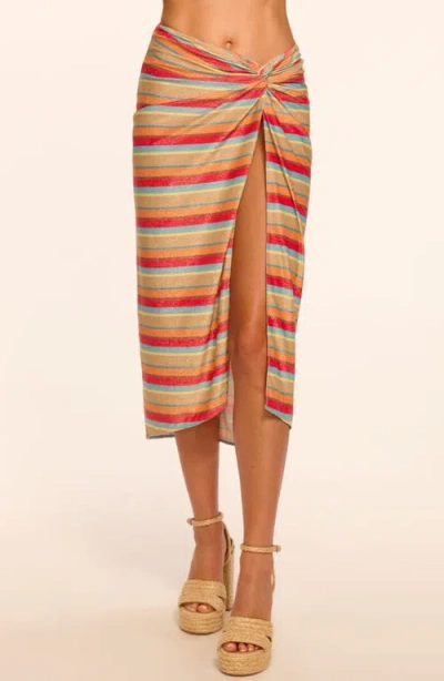Ramy Brook Metallic Stripe Tie Waist Cover-up Skirt In Multi