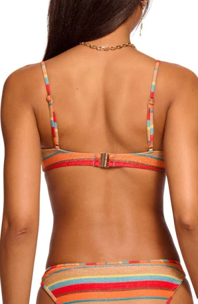 Ramy Brook Striped Mona Bikini Top Flame Glitter Stripe In Multi