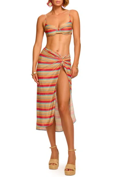 Ramy Brook Metallic Stripe Tie Waist Cover-up Skirt In Multi