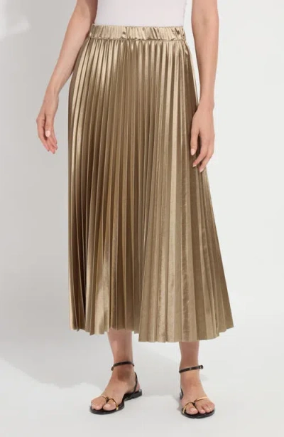 Lyssé Nina Pleated Midi Skirt In Celadon In Gold
