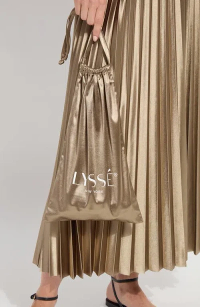 Lyssé Nina Pleated Midi Skirt In Celadon In Gold