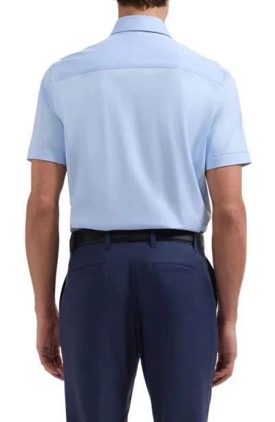 Bugatchi Miles Ooohcotton® Solid Short Sleeve Button-up Shirt In Blue