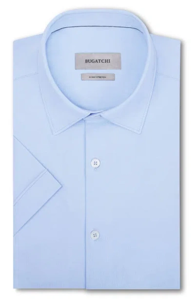 Bugatchi Miles Ooohcotton® Solid Short Sleeve Button-up Shirt In Blue