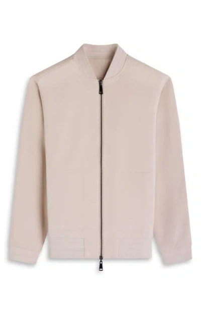 Bugatchi Soft Touch Knit Reversible Bomber Jacket In Neutral