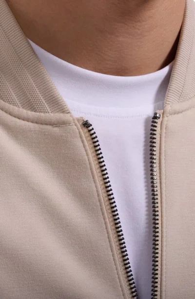 Bugatchi Soft Touch Knit Reversible Bomber Jacket In Neutral