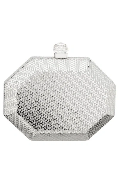 Nina Octagonal Minaudière Frame Clutch In Blue